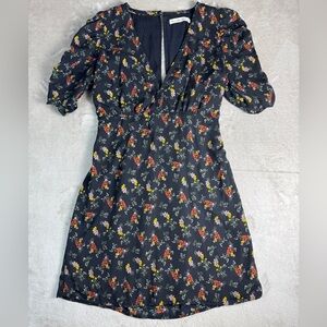 Abercrombie & Fitch Women's Black Floral Mini Dress Size‎ Medium Puff Sleeve